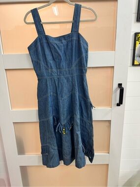 MAXIMUM Vintage Denim Sleeveless Midi Dress in Indigo Blue — 100% Cotton